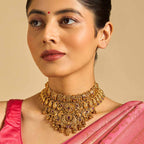 Flower and Lakshmi Design Antique Necklace