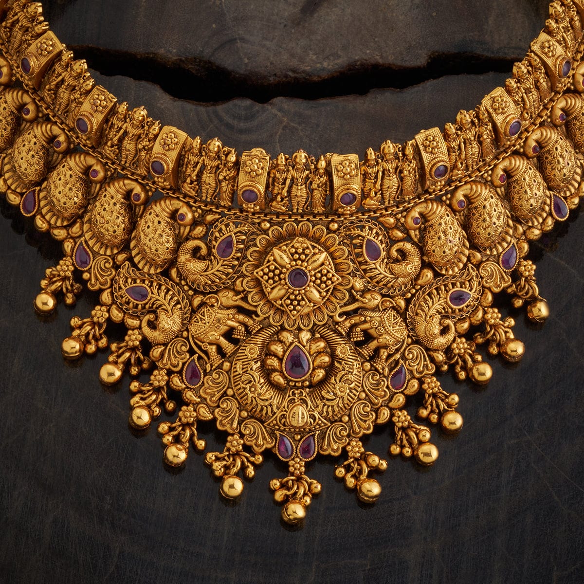 Flower and Lakshmi Design Antique Necklace