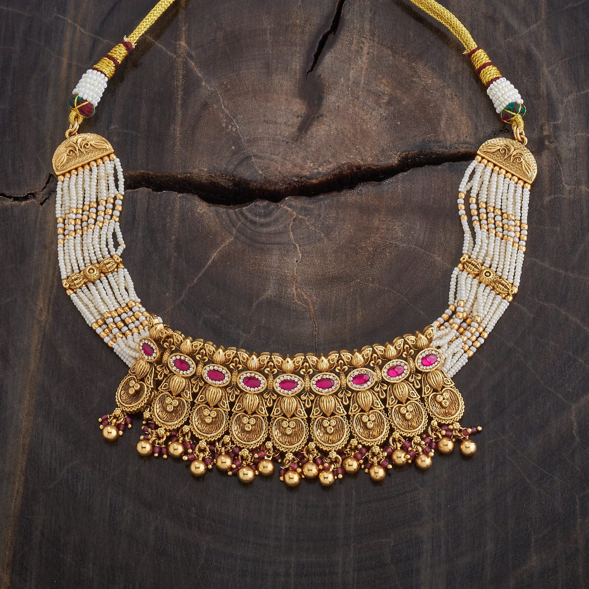 white stone chain antique necklace