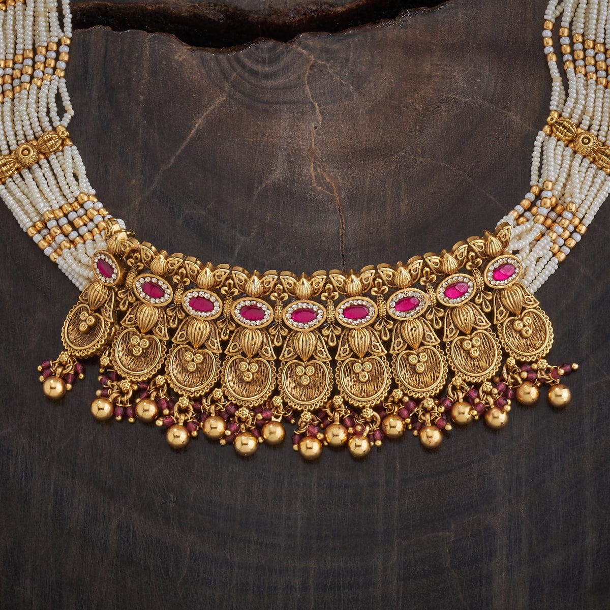 white stone chain antique necklace