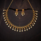 Antique White Stone Short Necklace Set