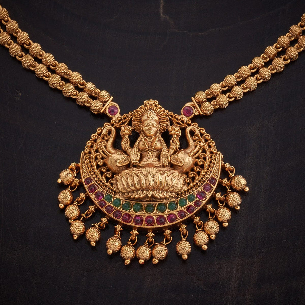 Gold Stone Chain With Lakshmi Antique Necklace