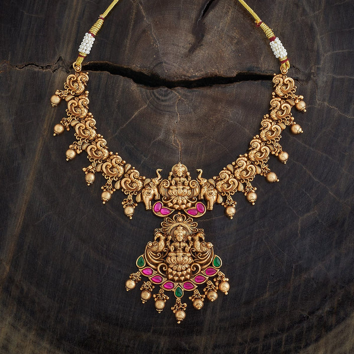 Gold Stone Antique Temple Necklace