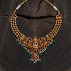 Antique Synthetic Stones & Beads Golden Necklace