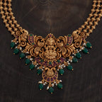 Antique Synthetic Stones & Beads Golden Necklace
