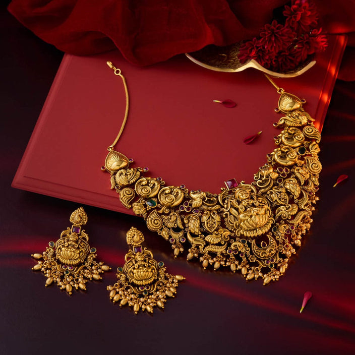 Designer Lakshmi Devi Kempu Wedding Antique Necklace set