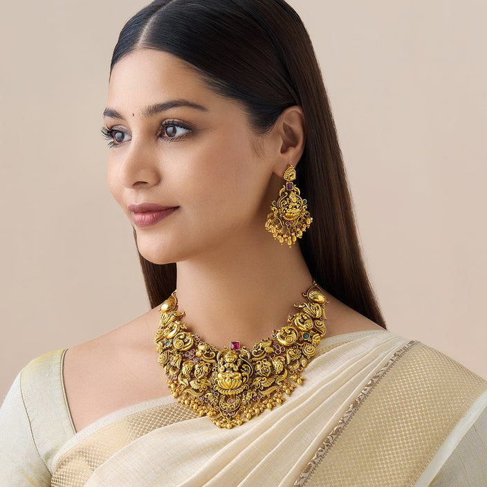 Designer Lakshmi Devi Kempu Wedding Antique Necklace set