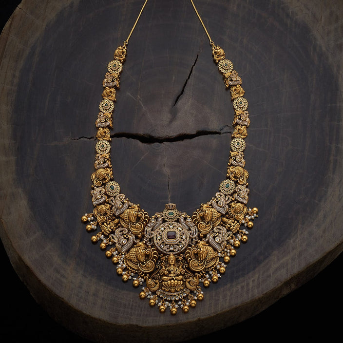 Lakshmi Devi on Peacock Designer Long Antique Necklace Set