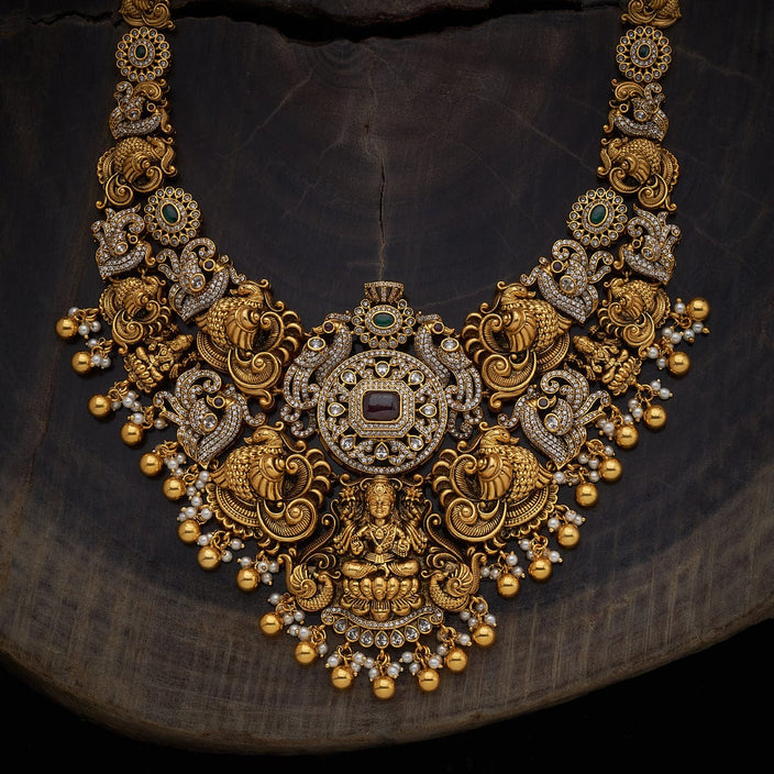 Lakshmi Devi on Peacock Designer Long Antique Necklace Set
