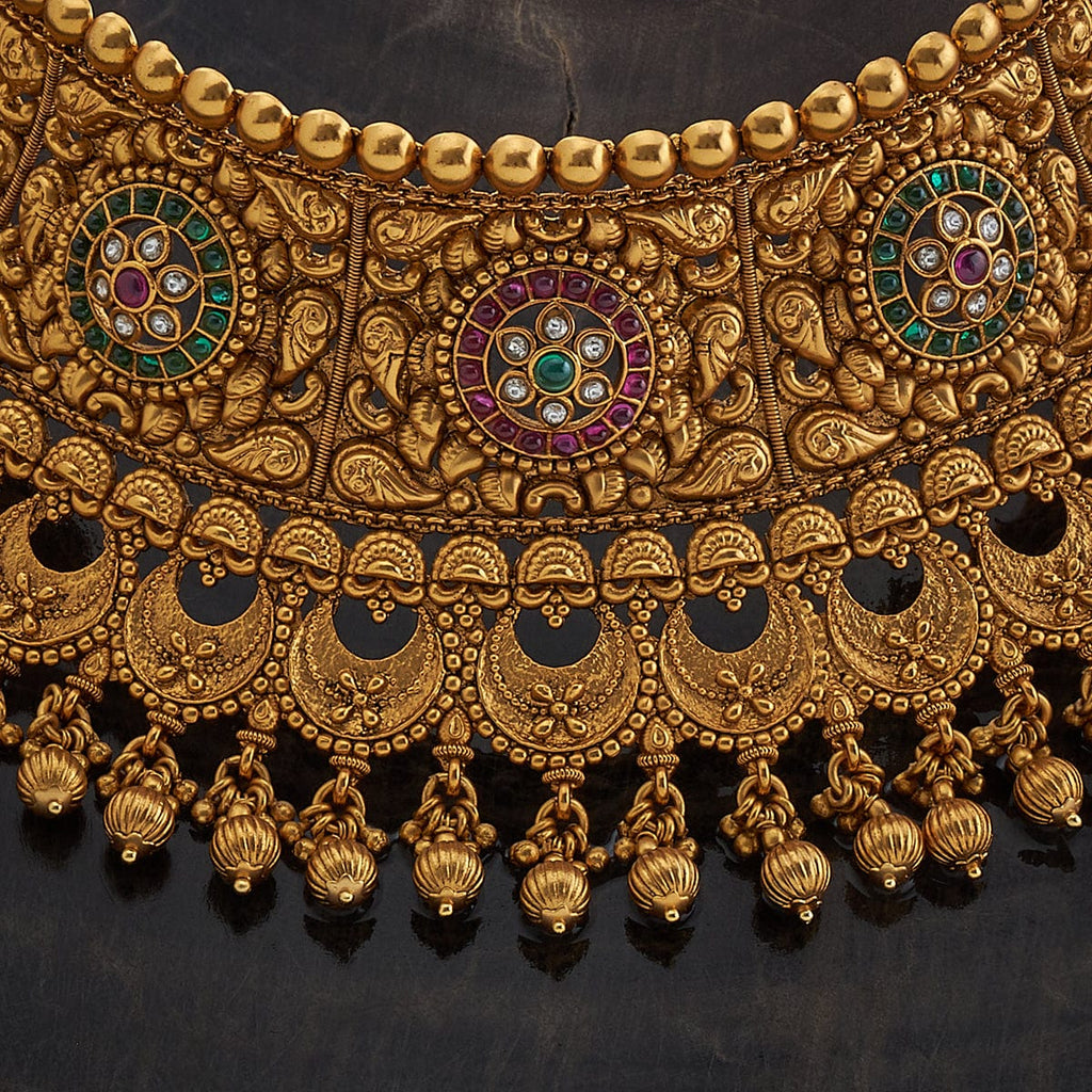 Ruby-green synthetic stones Antique Necklace