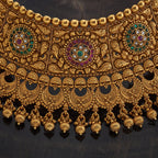 Ruby-green synthetic stones Antique Necklace