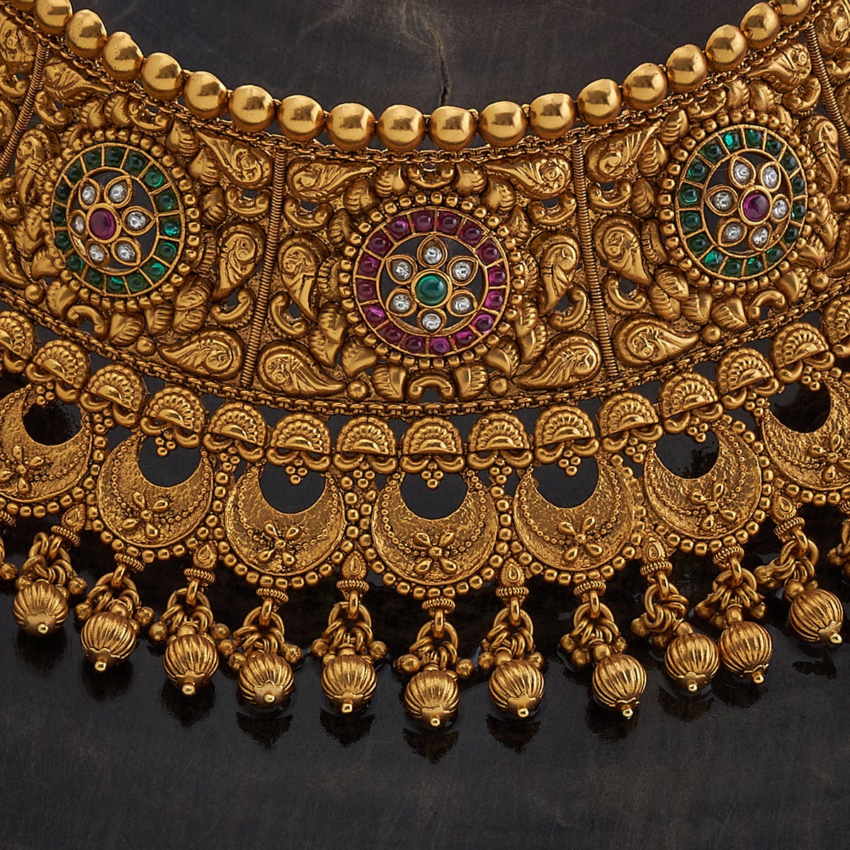 Ruby-green synthetic stones Antique Necklace