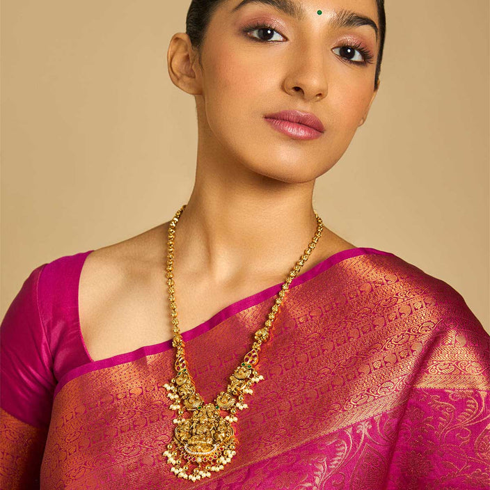 Antique Gold Lakshmi Long Necklace