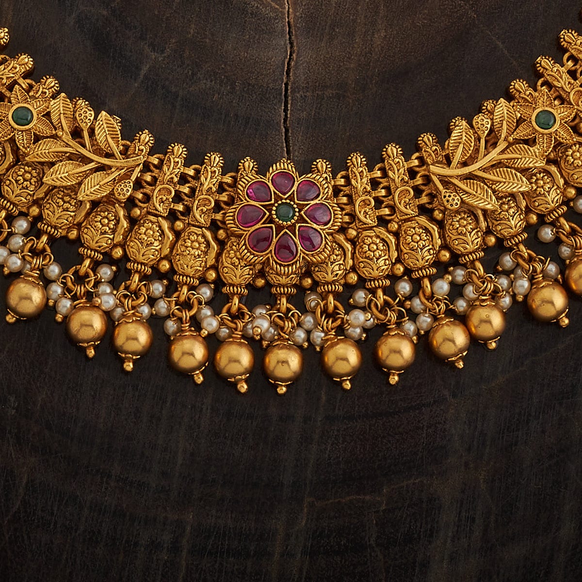 Flower Design Temple Antique Necklace