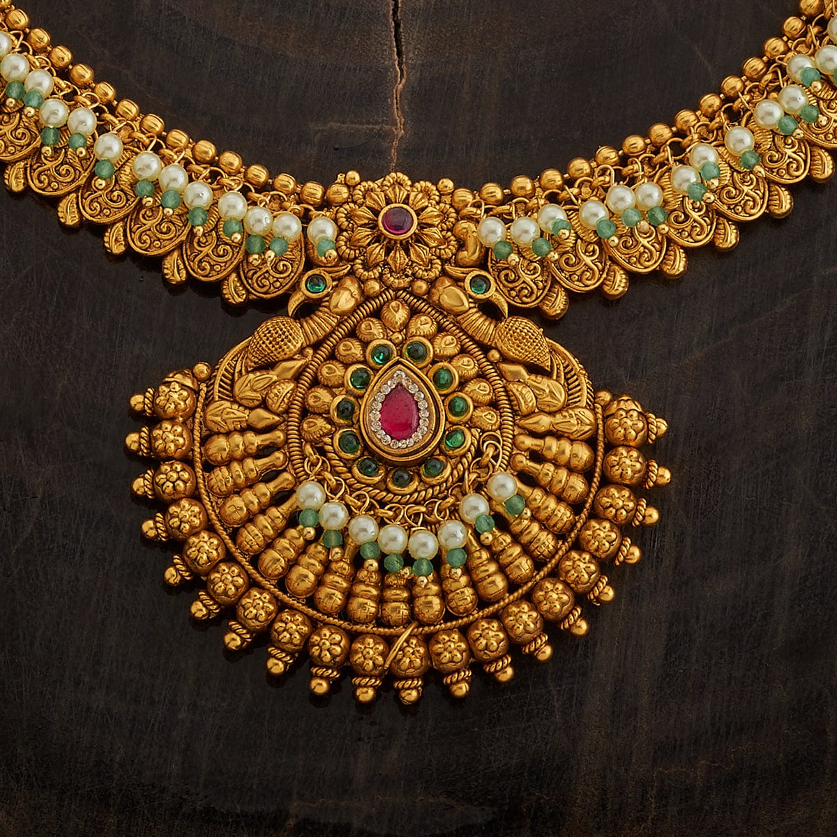 Flower Design Antique Beads Necklace