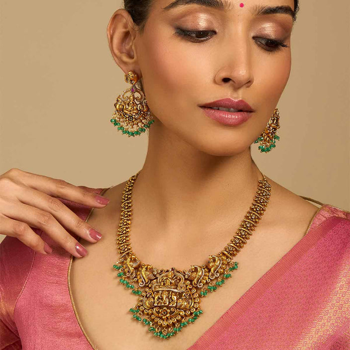 Green Zircon Stones Antique Necklace set