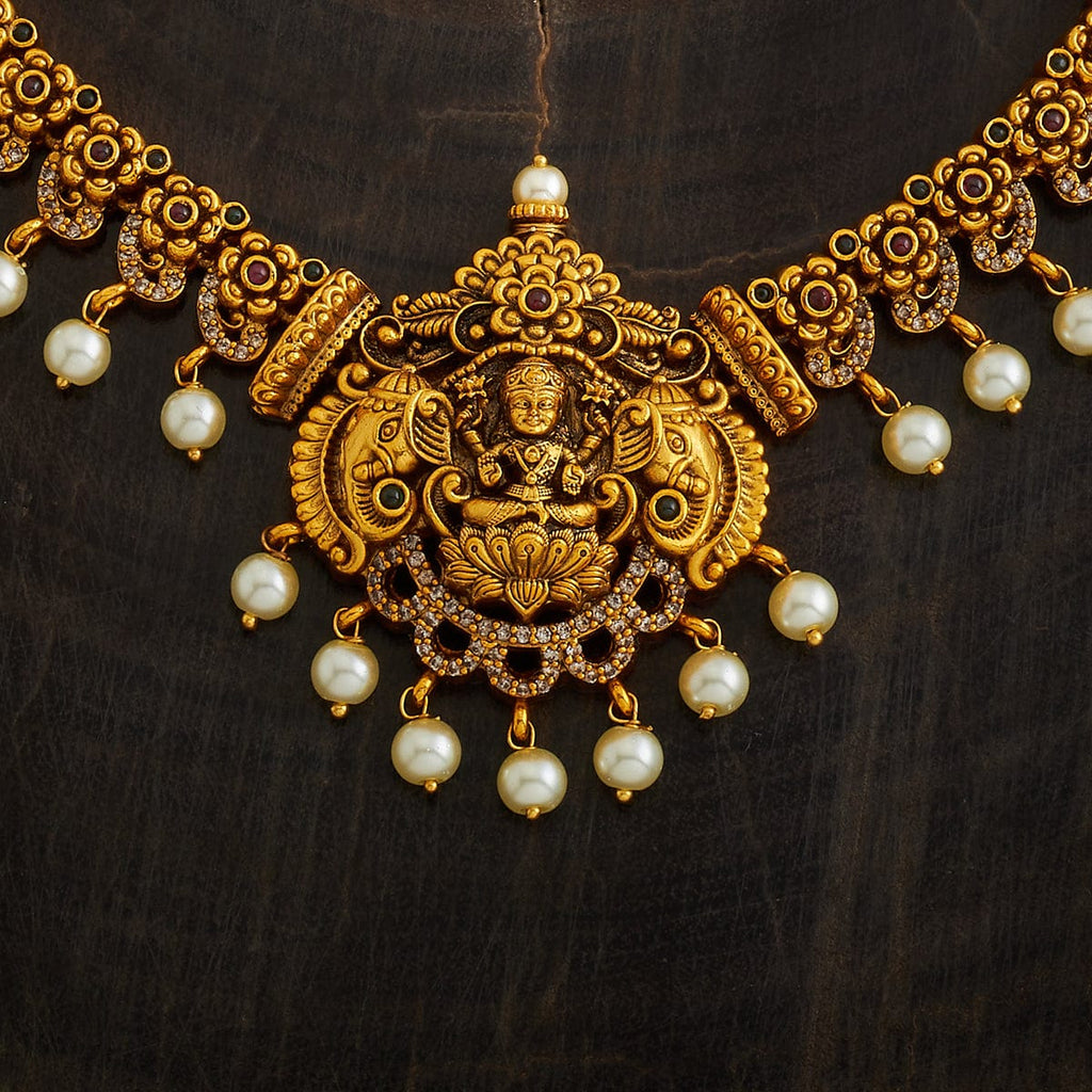 Flower and Lakshmi Design Antique Necklace
