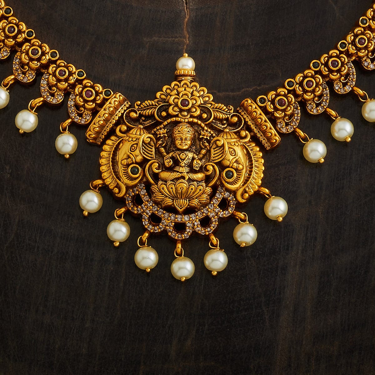 Flower and Lakshmi Design Antique Necklace