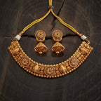 Antique Gold Stone Ethnic Temple Necklace