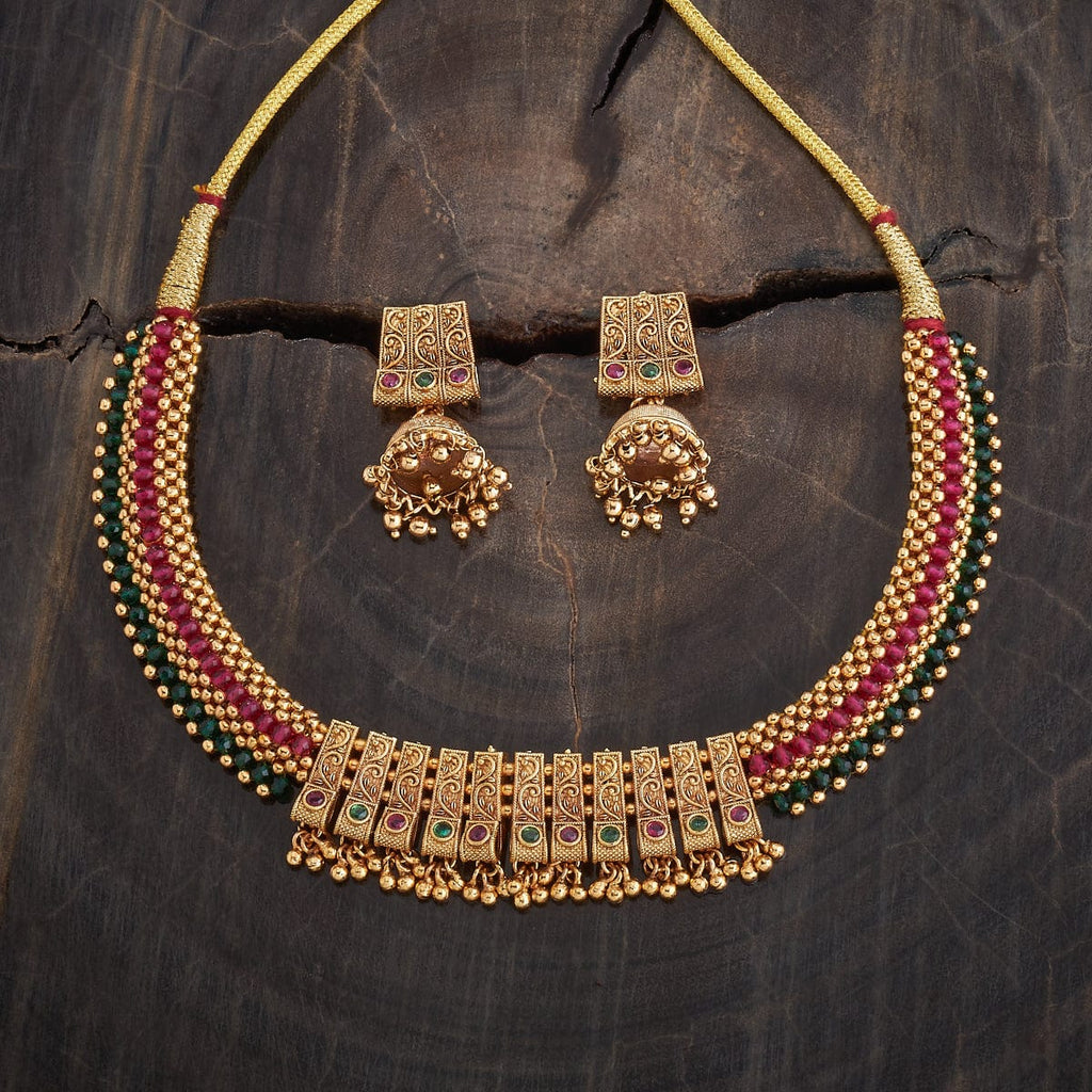 Rad, Green & Gold Stone Antique Necklace