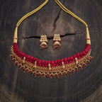 Red Stone Antique Short Necklace