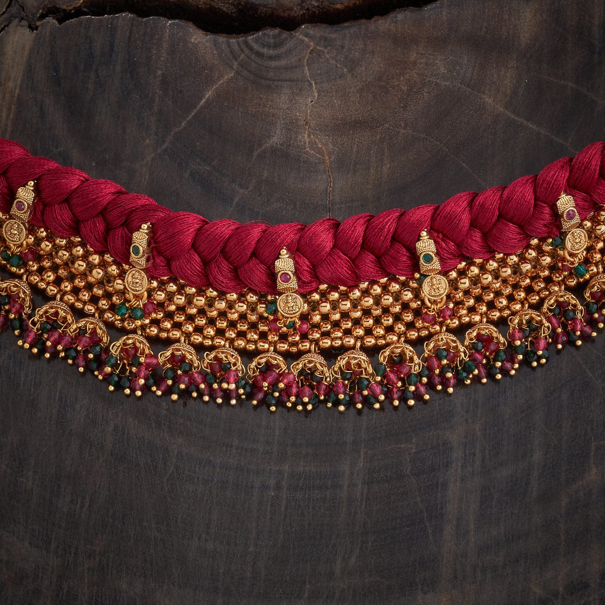 Red Stone Antique Short Necklace