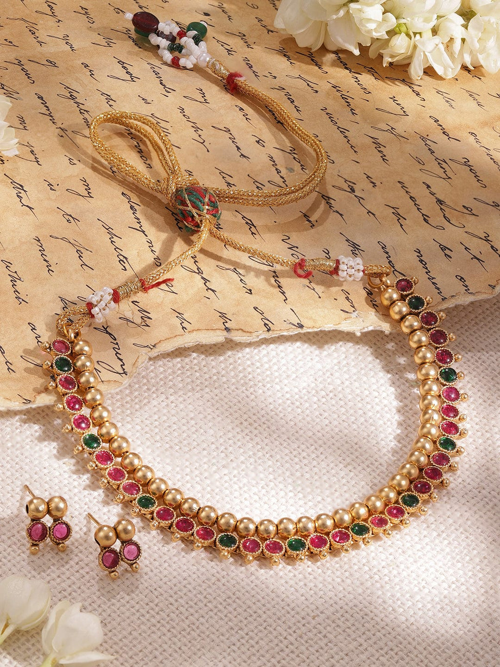 Gold-Plated Stone-Studded Necklace Set Occasion : - a birthday, wedding,