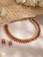 Gold-Plated Stone-Studded Necklace Set Occasion : - a birthday, wedding,
