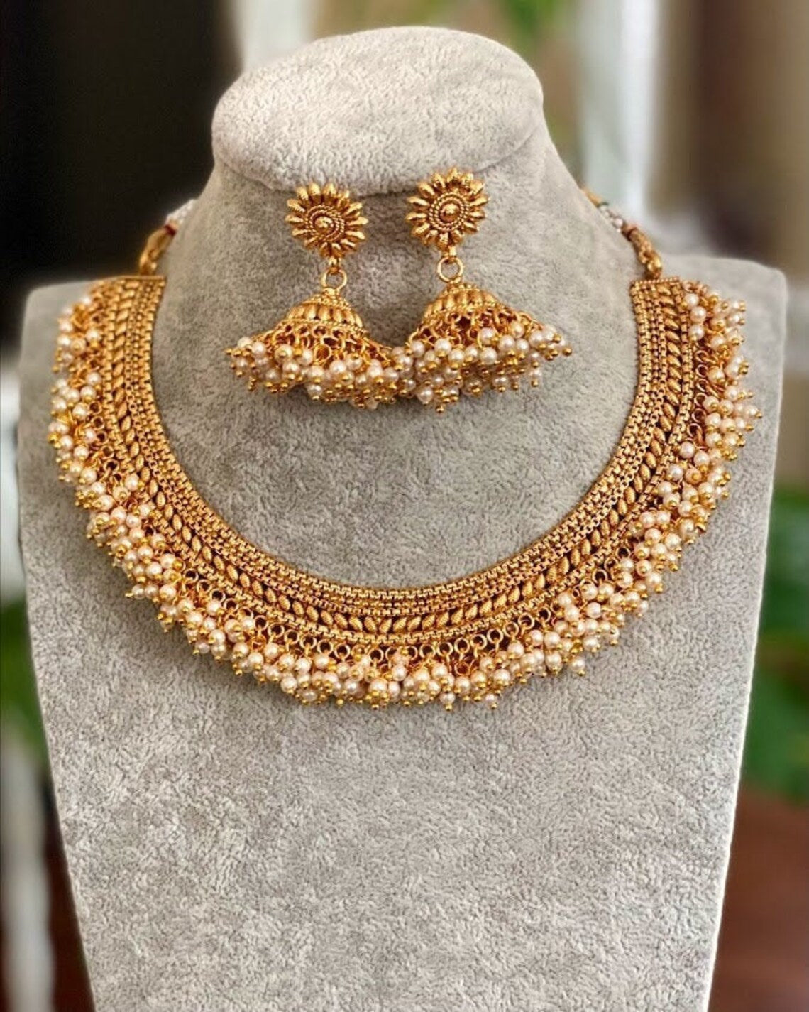 Gold Choker Necklace _indian Gold Necklace_indian Choker_