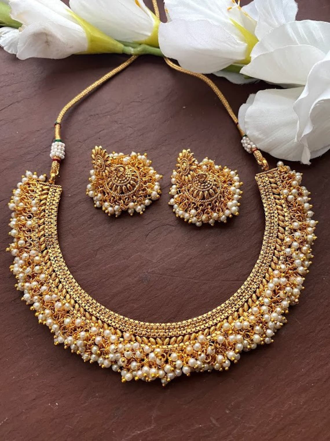 Gold Choker Necklace _indian Gold Necklace_indian Choker_