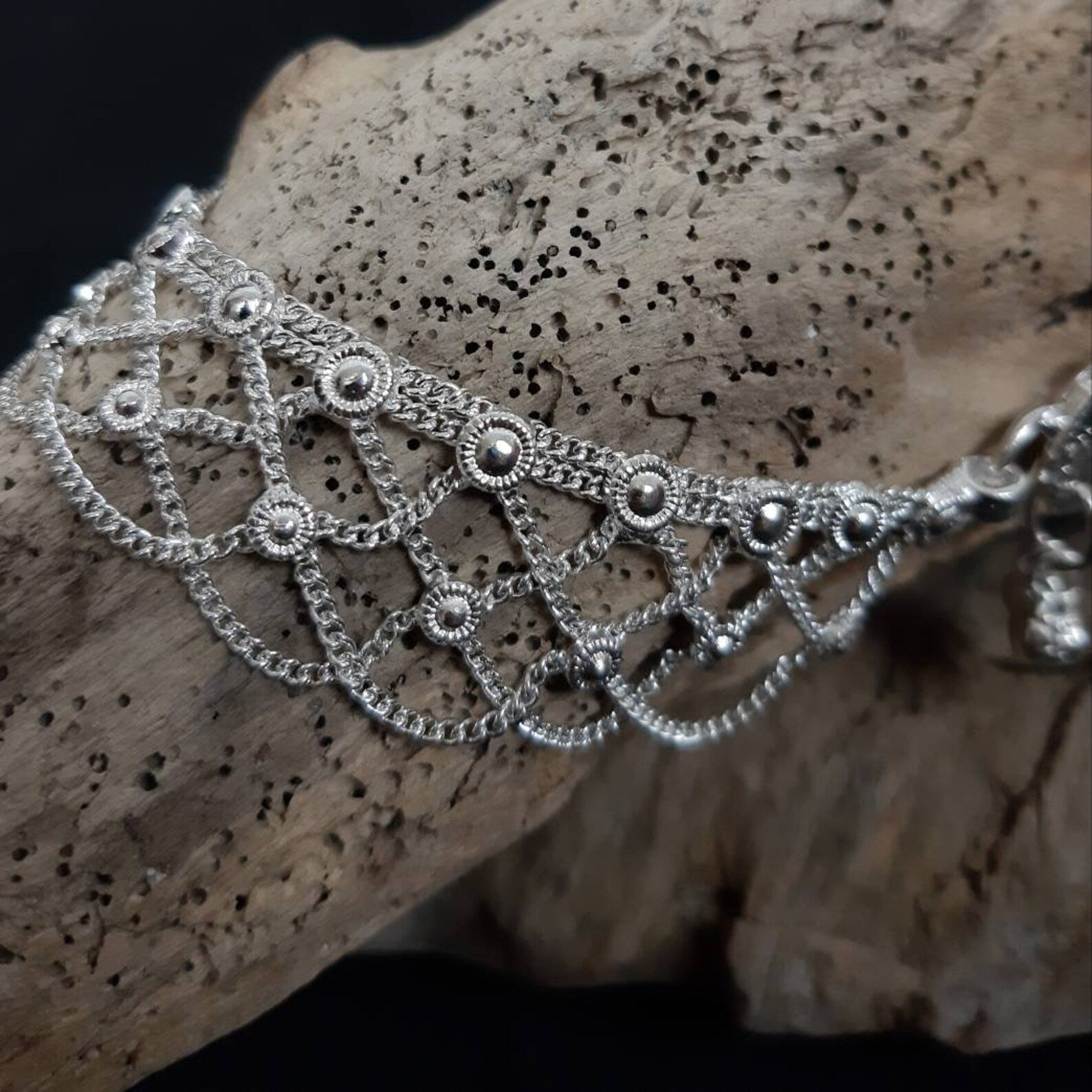 Indian Silver Anklet, Belly Dance Bells Gypsy Boho Jewelry, Anklets Chain dainty Ankle Bracelet