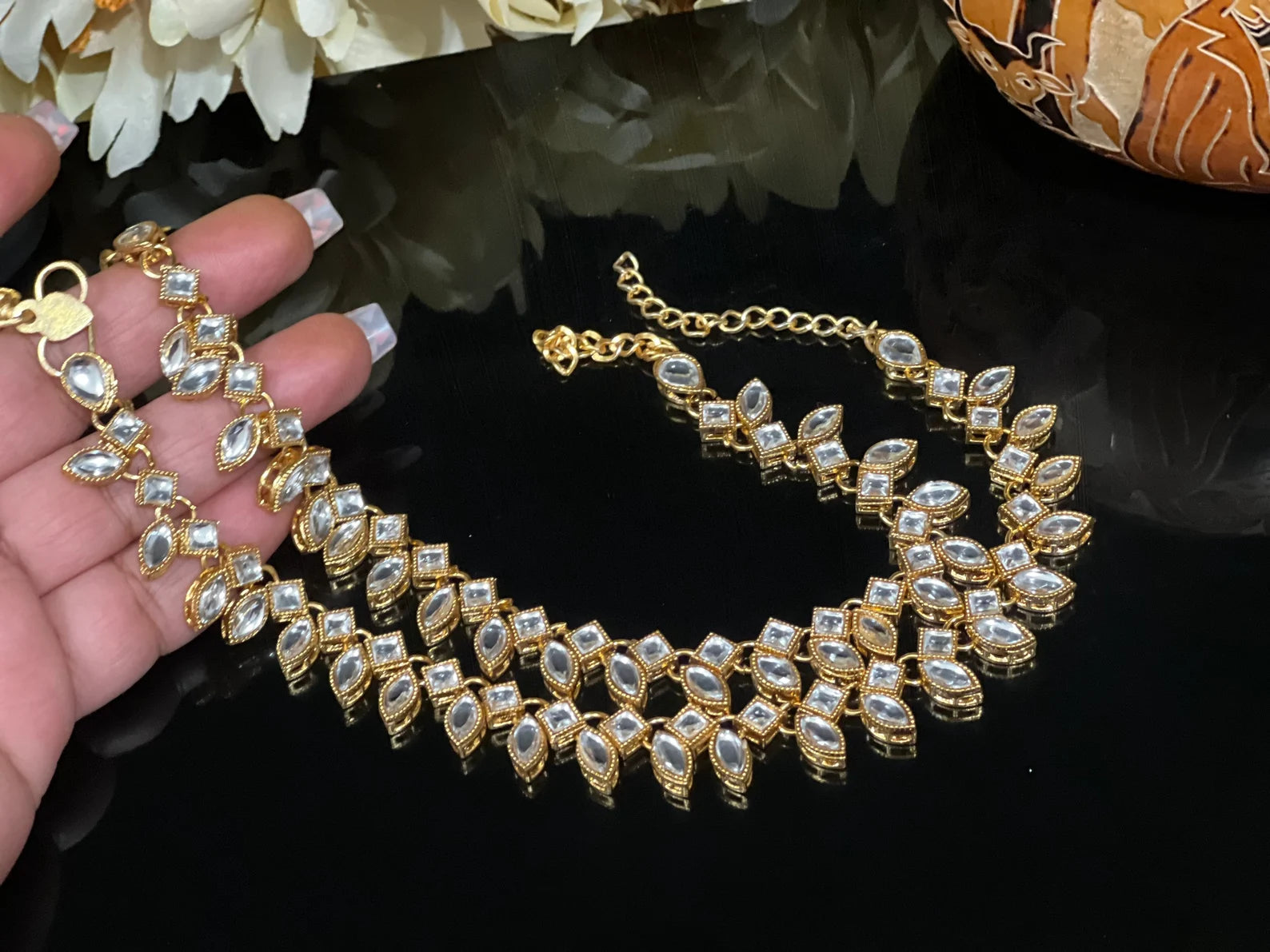 Diamond AnkletKundan PayalGold AnkletAntique GoldWedding JewelryPayalPairAnklet PairAdjustable Anklet