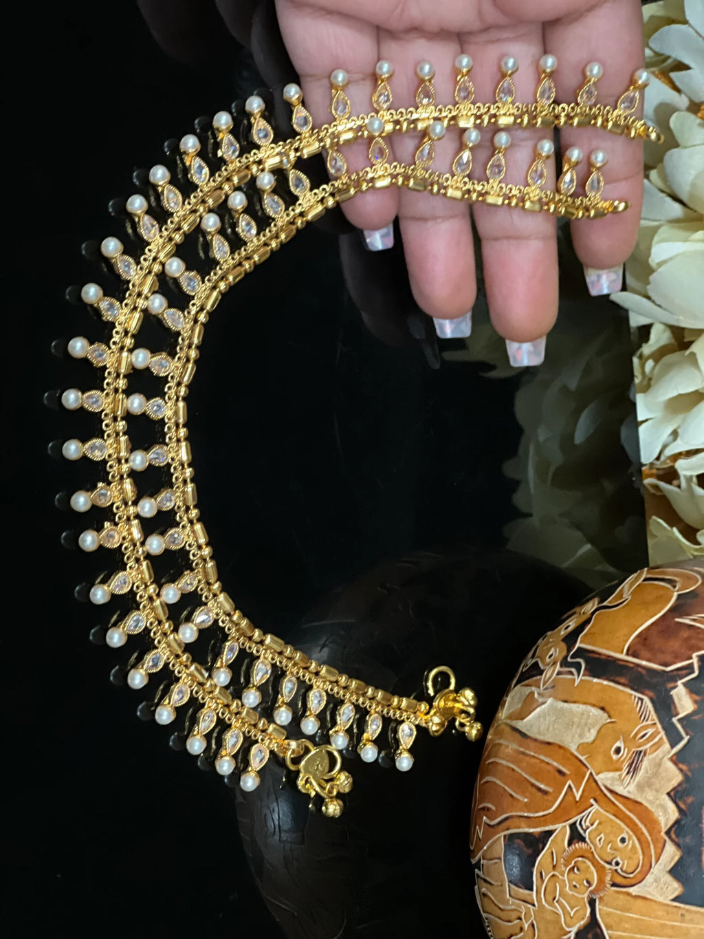 InchesPolki Kundan AnkletsGold Anklet SetWedding JewelryWedding JewelryBollywood JewelryPayal PairAnklet PairIndian Anklet