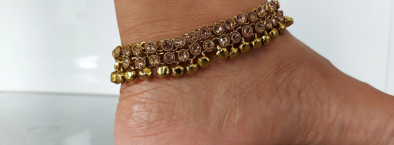 Stunning Antique Giggling Bells Ankle Anklet Payal Feet Chain Indian Traditional Bridal Jewellery