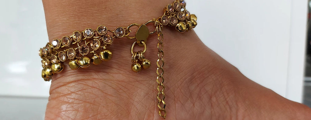 Stunning Antique Giggling Bells Ankle Anklet Payal Feet Chain Indian Traditional Bridal Jewellery