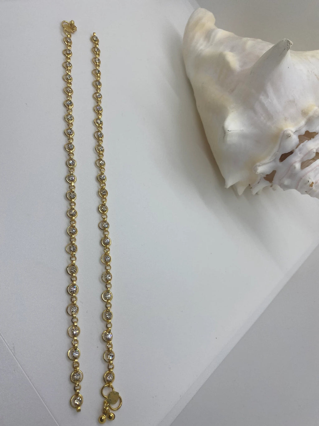 Bollywood jewellery, gold color anklets. Indian jewelry