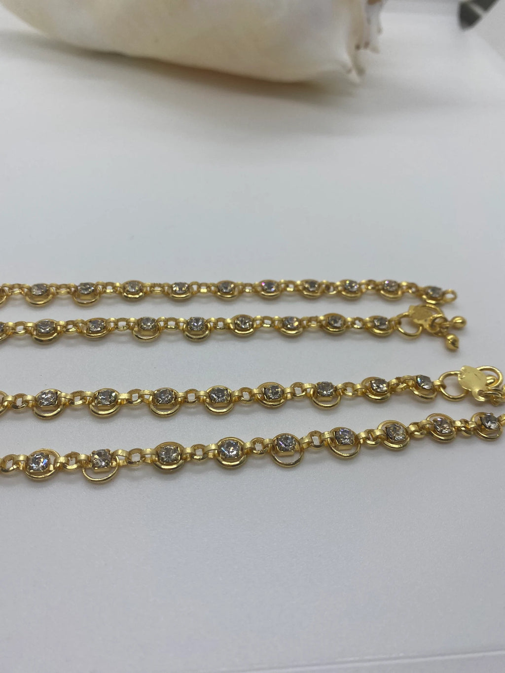Bollywood jewellery, gold color anklets. Indian jewelry
