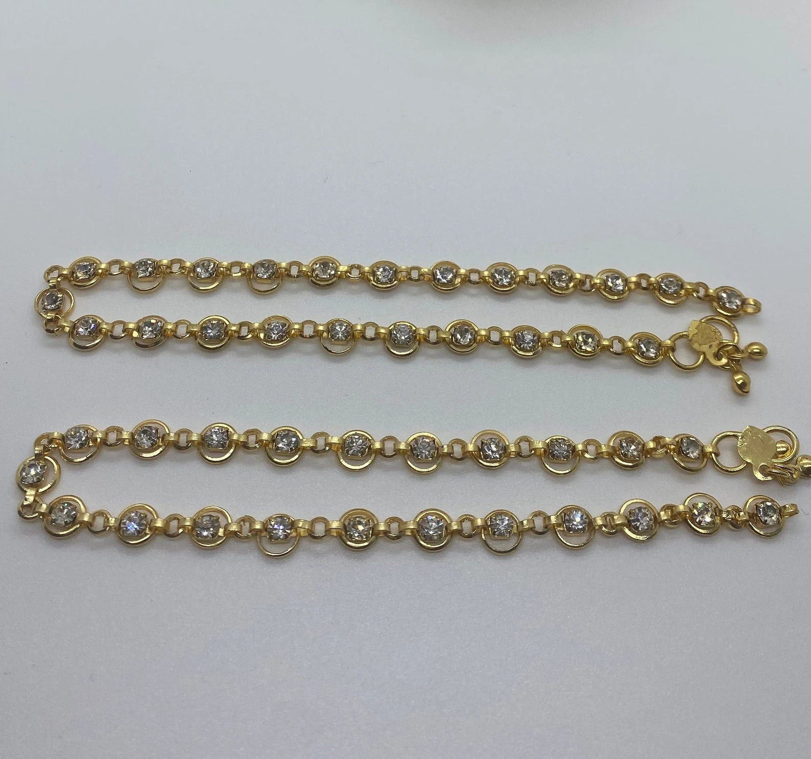 Bollywood jewellery, gold color anklets. Indian jewelry