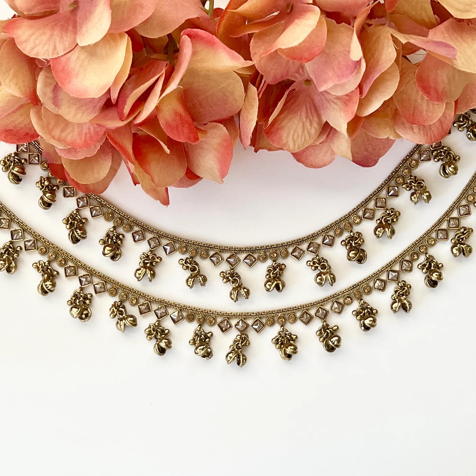 Antique Gold Ghungroo Polki Payals Indian Jewelry Gold Anklets Polki Anklets Boho Anklets Indian Wedding Bridal Anklets Polki Jhanjra Panjeb