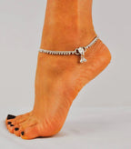 Silver Payal Anklet, Ankle Bracelet Belly Dance Bells Gypsy Boho Jewelry