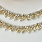 Gold Kundan Moti Pearl Anklet Payal Temple Anklet Payal Jhanjran Panjeb Boho Anklet Indian Jewelry Ethnic Jewelry Wedding Bridal Desi Anklet