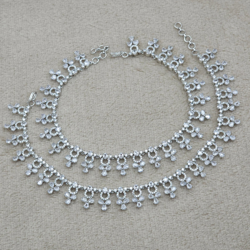 Navin American Diamond CZ Payal, Indian Asian Anklets, CZ Anklets, Jhanjara, Payal, AD Jewellery