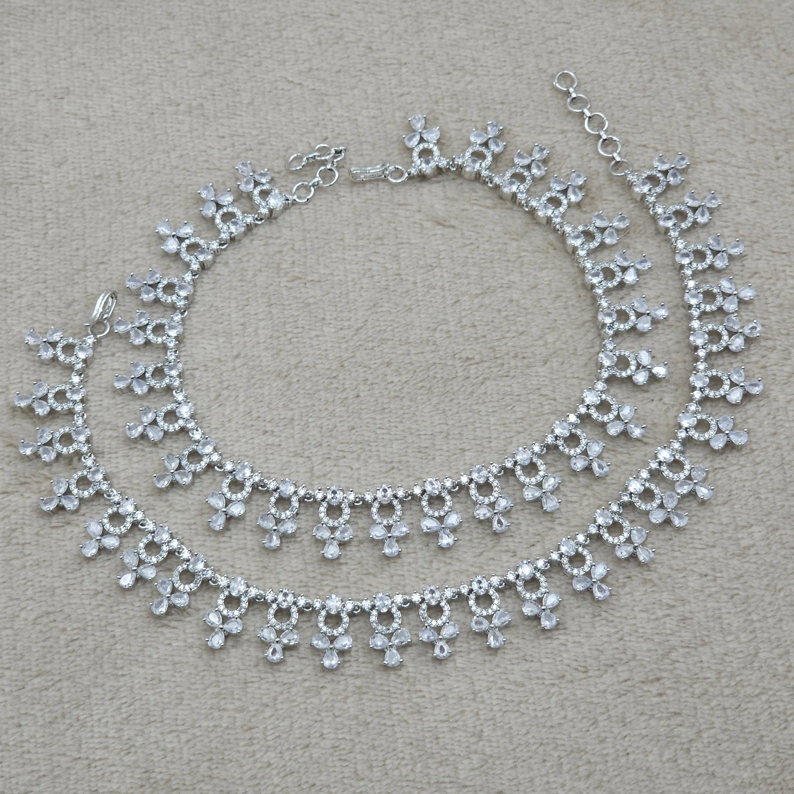 Navin American Diamond CZ Payal, Indian Asian Anklets, CZ Anklets, Jhanjara, Payal, AD Jewellery