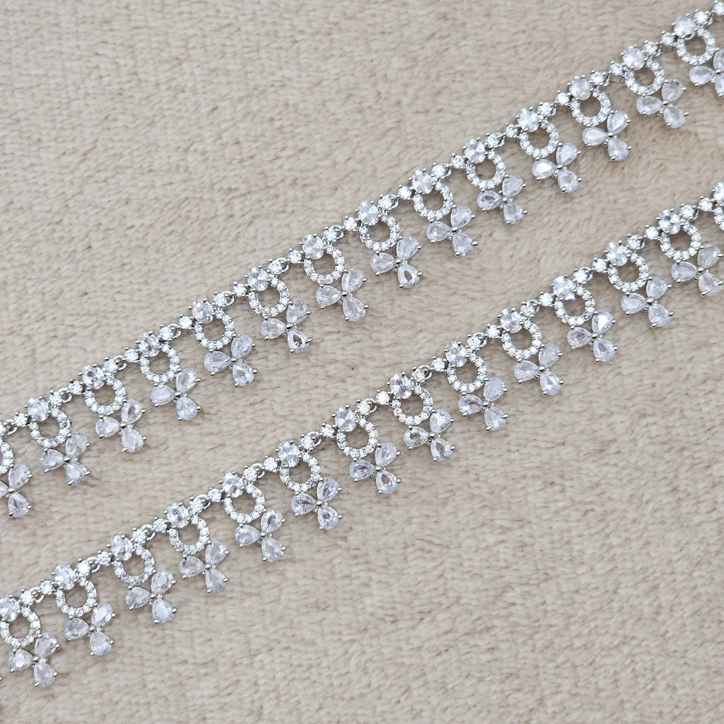 Navin American Diamond CZ Payal, Indian Asian Anklets, CZ Anklets, Jhanjara, Payal, AD Jewellery