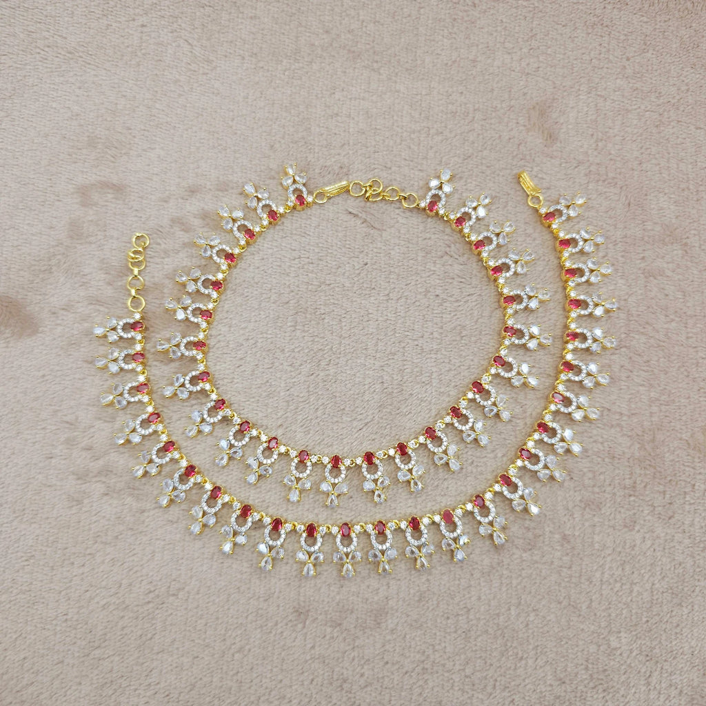 Navin American Diamond CZ Payal, Indian Asian Anklets, CZ Anklets, Jhanjara, Payal, AD Jewellery