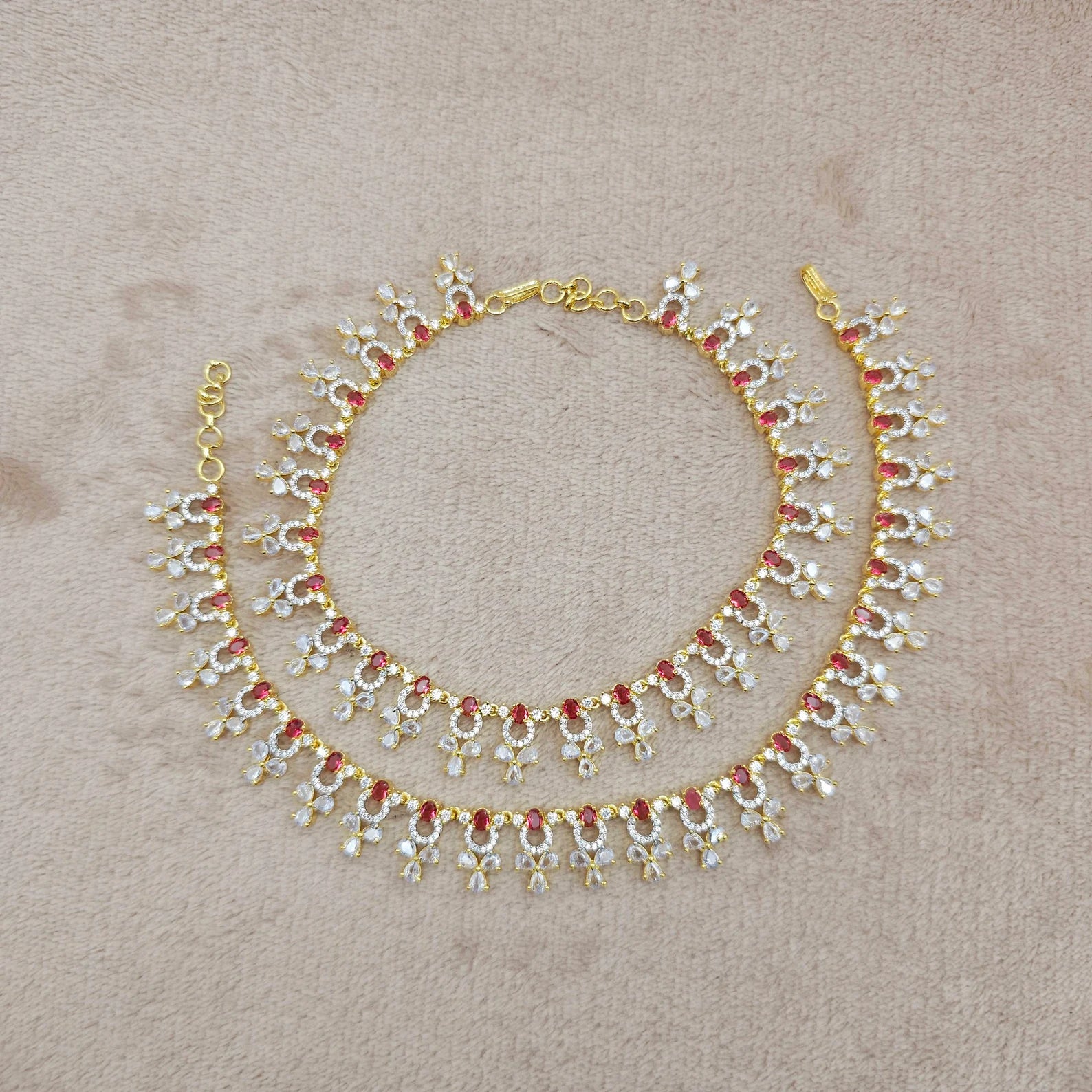 Navin American Diamond CZ Payal, Indian Asian Anklets, CZ Anklets, Jhanjara, Payal, AD Jewellery