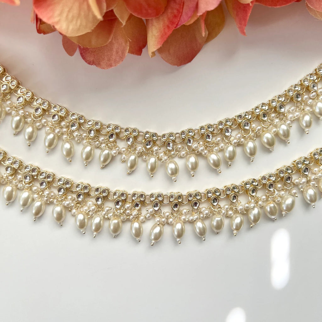 Gold Kundan Moti Pearl Anklet Payal Temple Anklet Payal Jhanjran Panjeb Boho Anklet Indian Anklets Wedding Bridal Desi Anklet Kundan Anklets