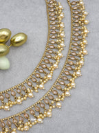 Indian Pakistani Pearl Kundan Bridal Anklet With Bells, Gold Plated Traditional Beaded Bracelet, Dainty Moti Payal, Jewelry Gift For Her
