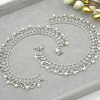 Indian Pakistani Pearl Kundan Bridal Anklet With Bells, Gold Plated Traditional Beaded Bracelet, Dainty Moti Payal, Jewelry Gift For Her