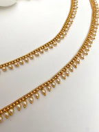 Gold plated pearls ankletsPayal Punjabi Jhanjra with Ghungroo at endsIndian bridal payalgolden Ghungroo PayalPanjebIndian anklets